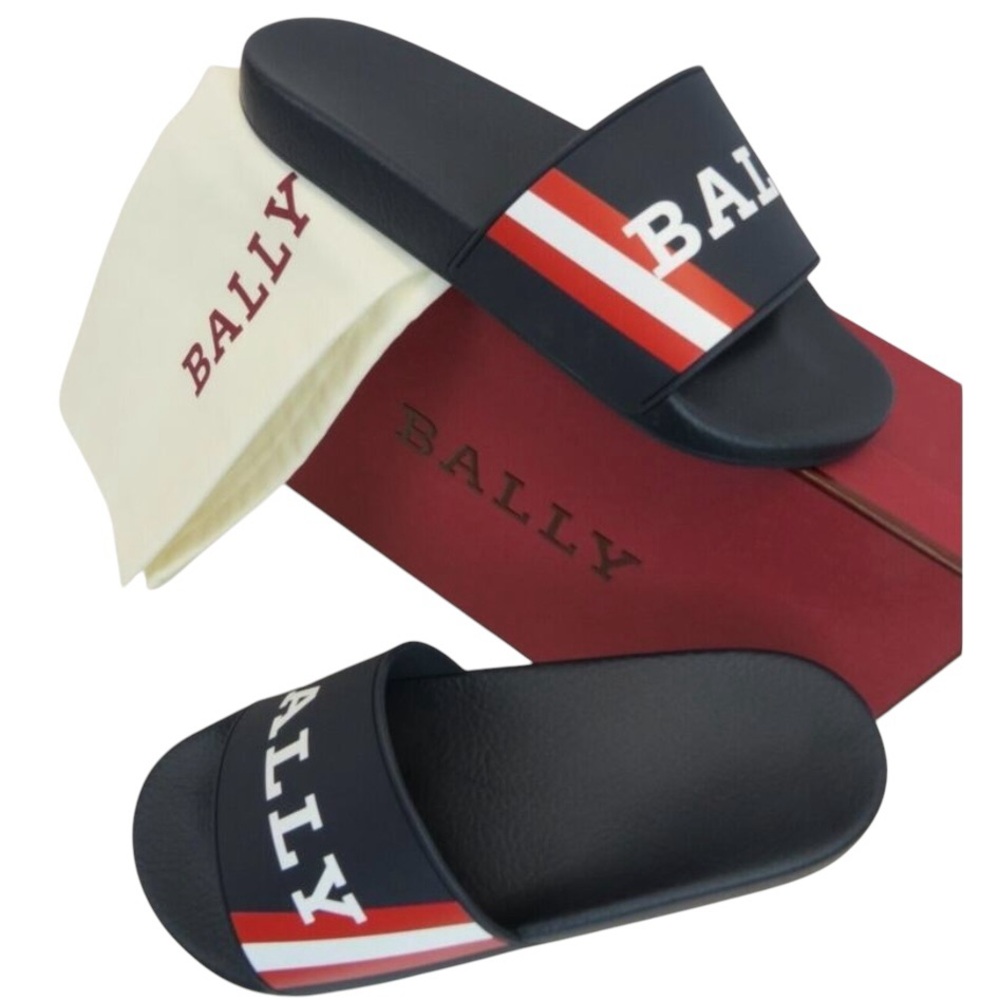 BALLY SIMON O. MENS SLIDES MADE IN ITALY NEW WITH BOX & TAGS
